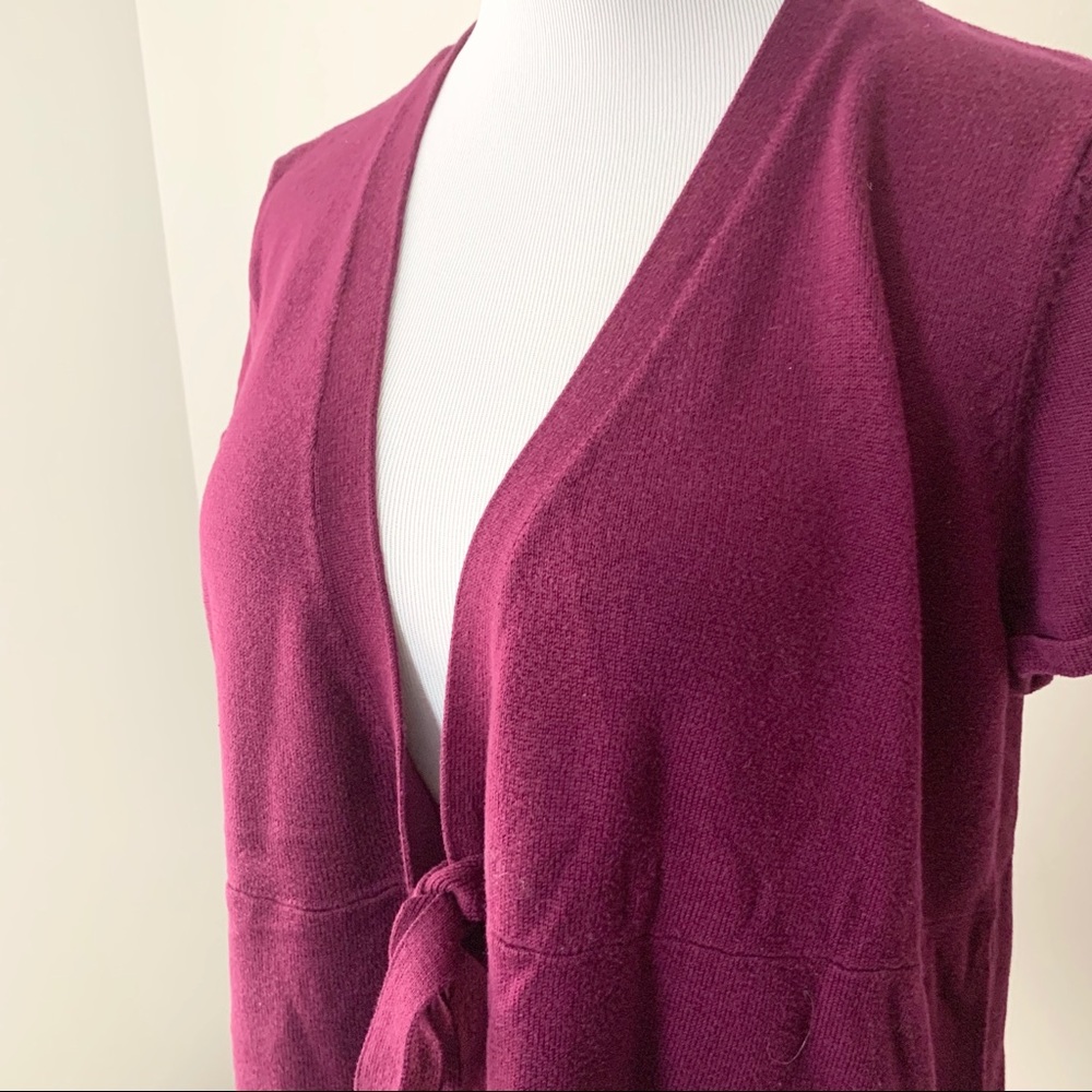 Avenue, XL, maroon tie frontshirt sleeve cardigan